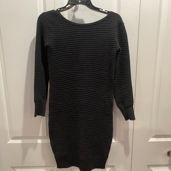 bebe Dresses & Skirts - Bebe Gray Ribbed Sweater Dress w Low Back Size Medium